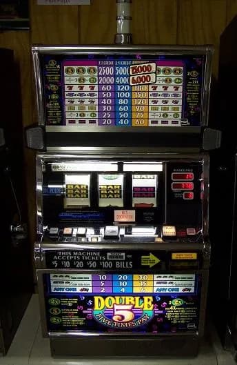 IGT S2000 Double Five Times Pay 3 Coin (9-top) refurbished slot machine for sale