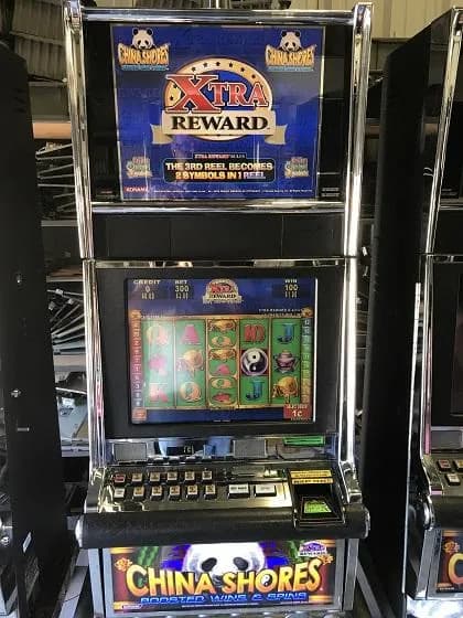 Konami China Shores Extra Rewards Dual Screen refurbished slot machine for sale