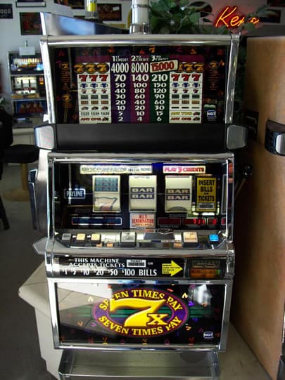 IGT S2000 Seven Times Pay 3 Coin (9-top) refurbished slot machine for sale